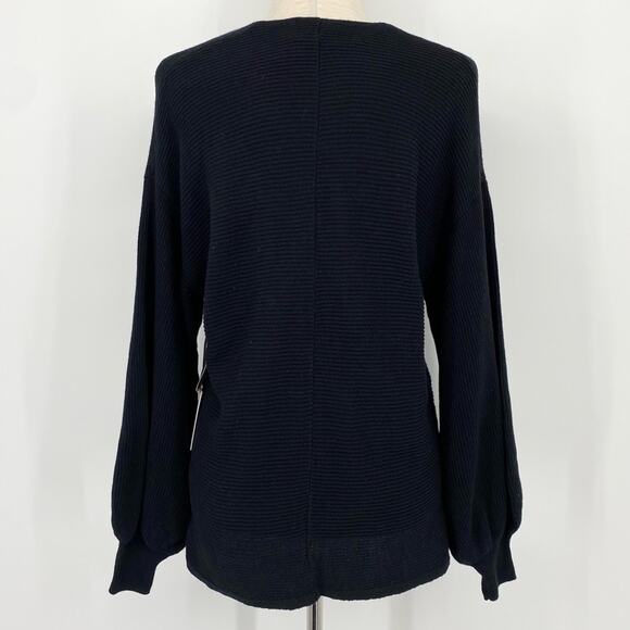 NWT 1STATE Black Ribbed Balloon Sleeve V Neck Sweater Size XS Boho Casual - Picture 7 of 9